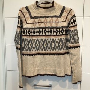 Mock neck knit patterned sweater